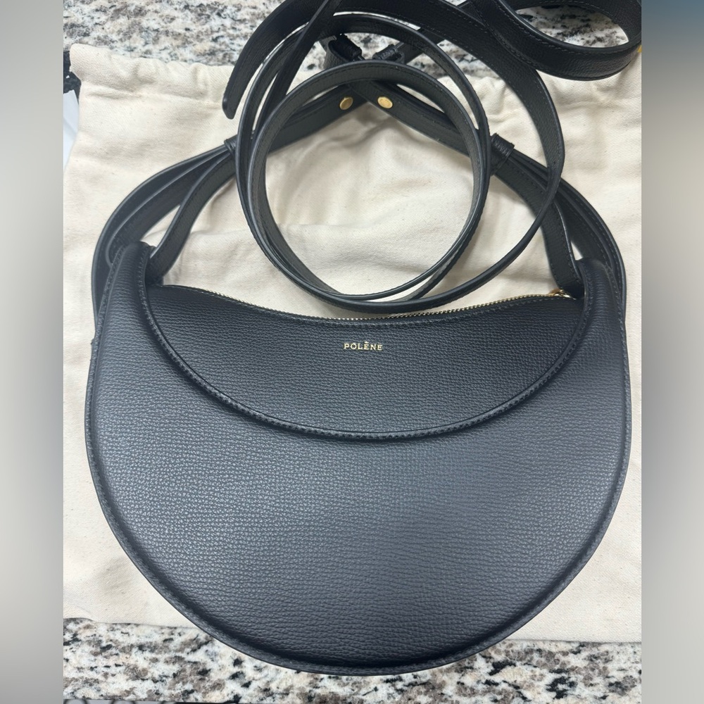 Polène Numero Dix in Black textured leather